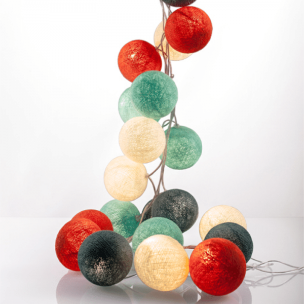 good moods* SOMMER SORBET - Ball-Lichterkette mit 35 Stoffkugeln - 35 warmweiße LEDs -Geschenkkarton
