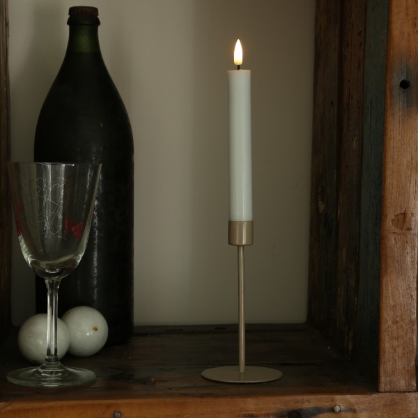 Stabkerzenhalter - Kerzenständer für Tafelkerzen - Metall - H: 14cm - D: 7,5cm - beige