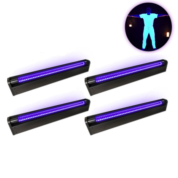 PARTYRAUM POWERPACK "UV ACTION" - 4 x UV BAR mit LED Röhre - Ideal für Räume bis 120m²