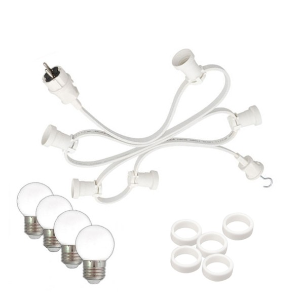 Illu-/Partylichterkette 30m - Außenlichterkette weiß -Made in Germany - 30 warmweiße LED Kugellampen