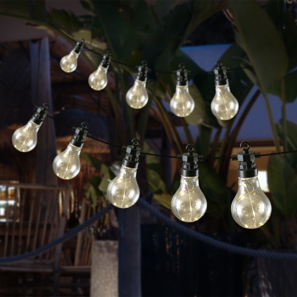 LED Lichterkette GLOW - 20 transparente Glühbirnen - L: 9,5m - koppelbar bis 100 Lichter - für Außen