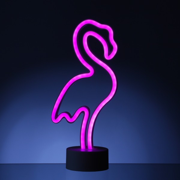 LED NEON Figur FLAMINGO - Neonlicht - H: 30cm - Batterie oder USB Betrieb - stehend - pink
