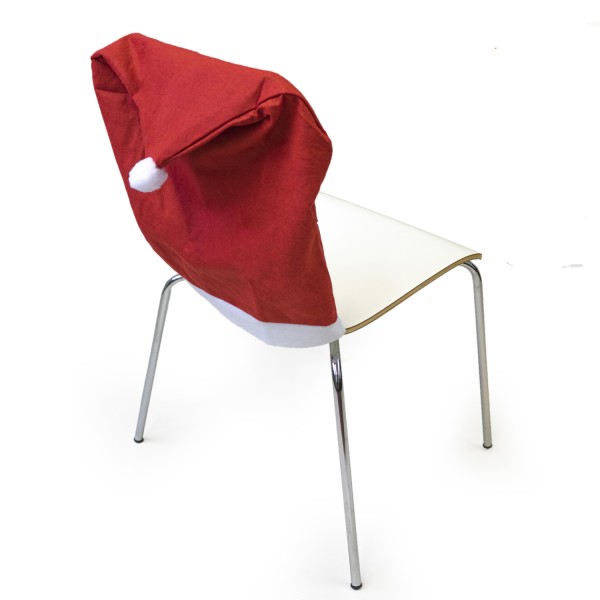 Stuhlhusse SANTA - Stuhlbezug als Weihnachtsmütze - Filz - L: 50cm - H: 60,8cm - rot