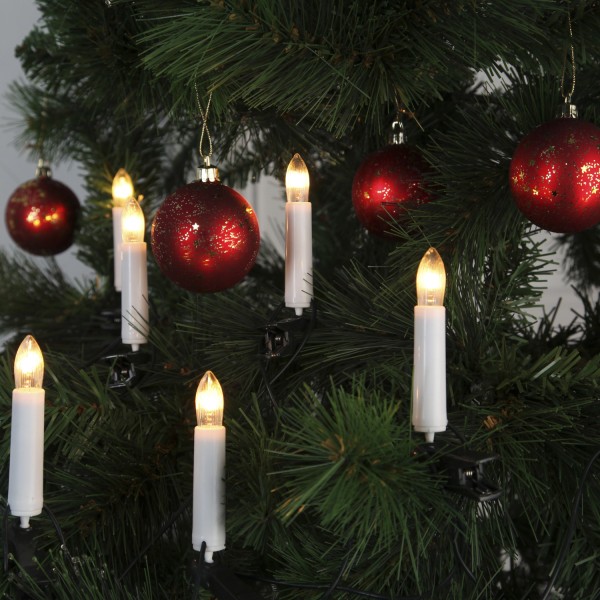 Kerzenlichterkette - Baumkerzen - 25 warmweiße Glühlampen - Ring - E10 Fassung - L: 12m - für Innen