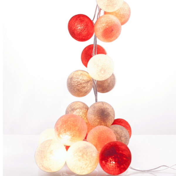 good moods* ROSIGE ZEITEN - Ball-Lichterkette mit 20 Stoffkugeln - 20 warmweiße LEDs -Geschenkkarton