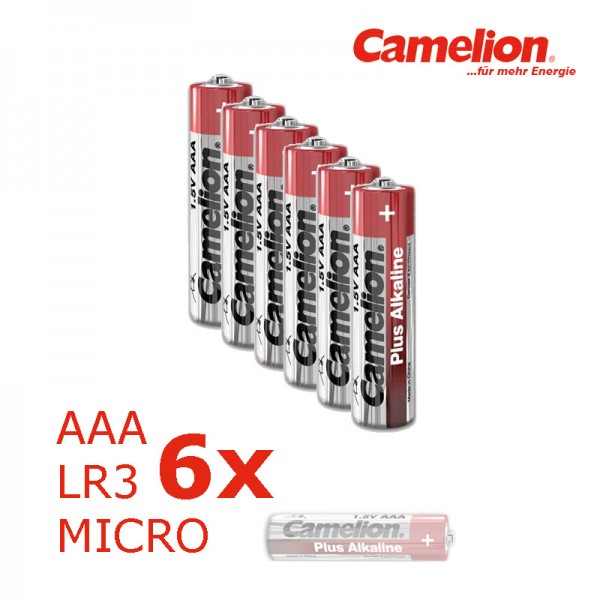 6 x Batterie Micro AAA LR3 1,5V PLUS Alkaline - Leistung auf Dauer - CAMELION