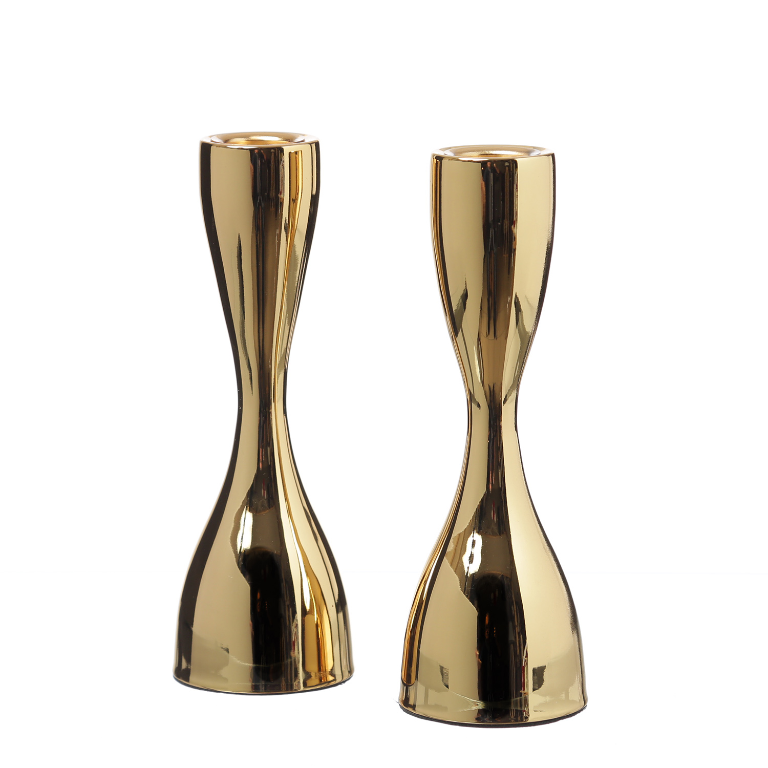Stabkerzenhalter - Kerzenständer - Metall - H: 18cm - gold - 2er Set |  Lichterketten Experte