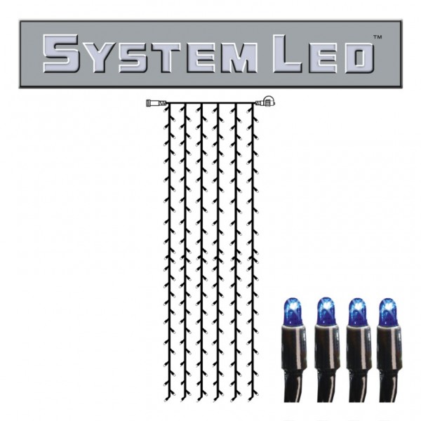 System LED Black | Lichtvorhang | koppelbar | exkl. Trafo | 1.00m x 4.00m | 204x Blau
