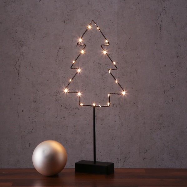 LED Baum - Weihnachtsbaum - Metall - 20 warmweiße LED - H: 45cm - Batteriebetrieb - schwarz