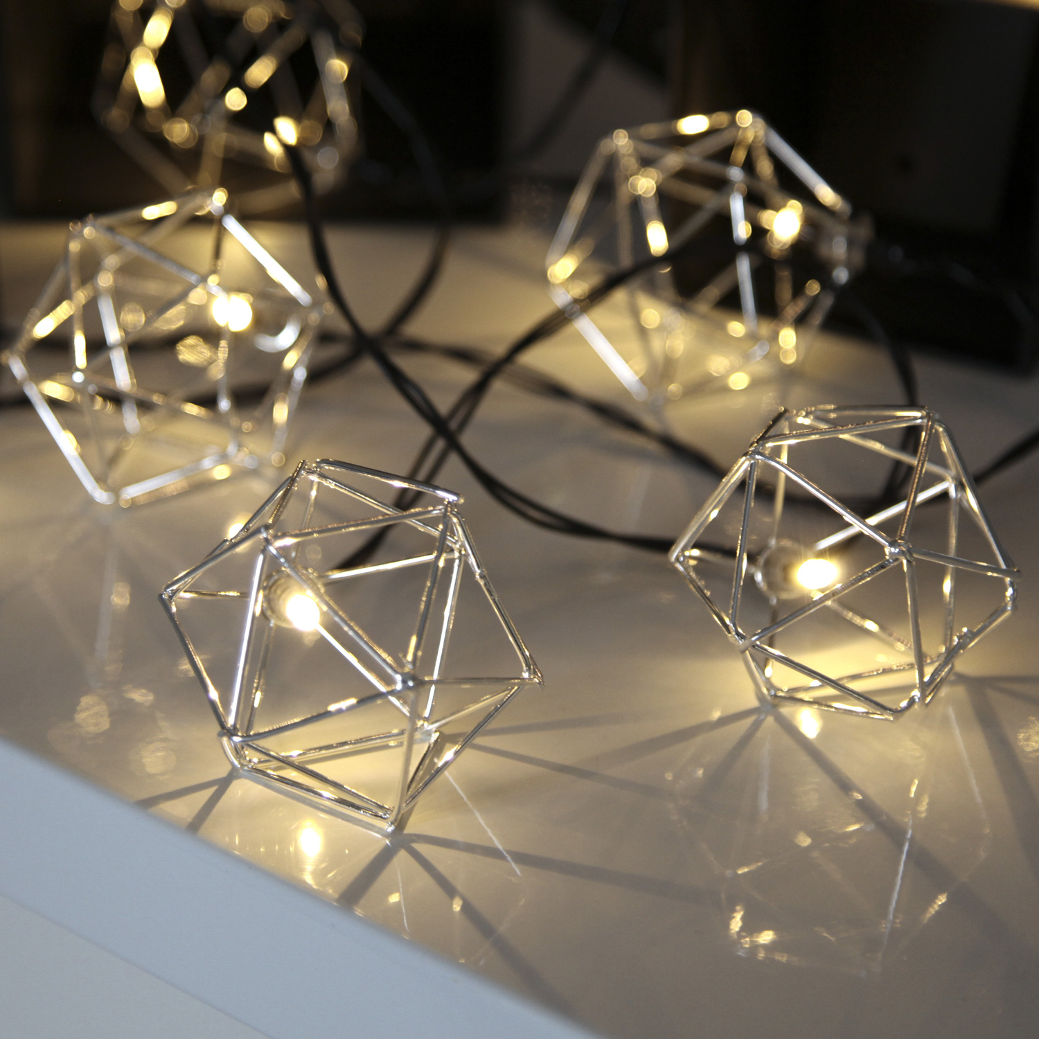 2 Pack Diamant Dekorative Lichterkette LED Geometrische Lichterketten Rose