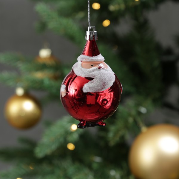 Weihnachtsbaumschmuck Weihnachtsmann - Christbaumschmuck - bruchfest - H: 9cm - glänzend