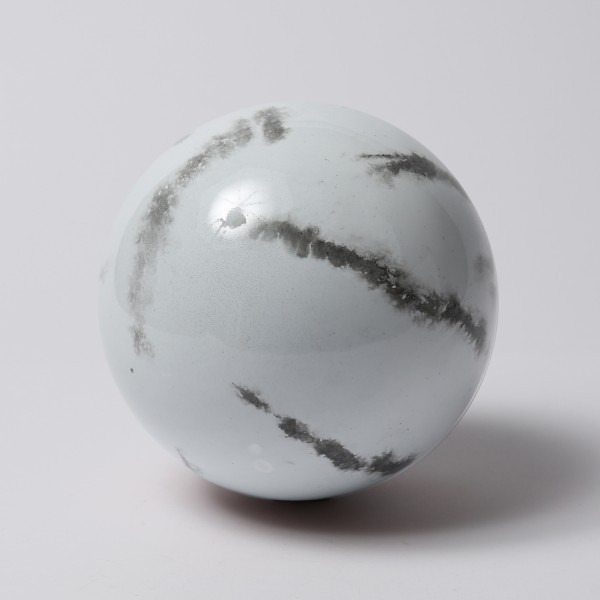 Dekokugel - Edelstahl - Marmoroptik - D: 20cm - weiß, grau