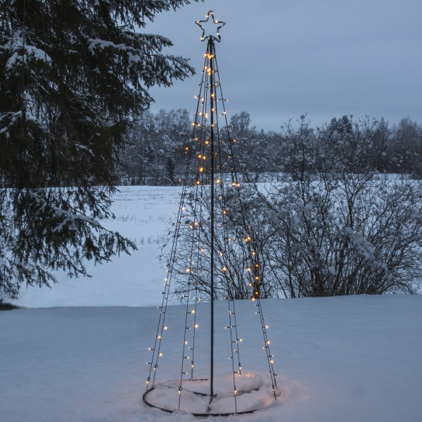 LED Lichterbaum mit Sternspitze - 170 warmweiße LED - 17 funkelnde LED - H.: 210cm - für Außen