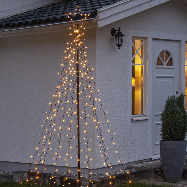 LED Lichterbaum mit Sternspitze - H: 2,35m - 420 warmweiße LED - inkl. Kabel - Outdoor - schwarz