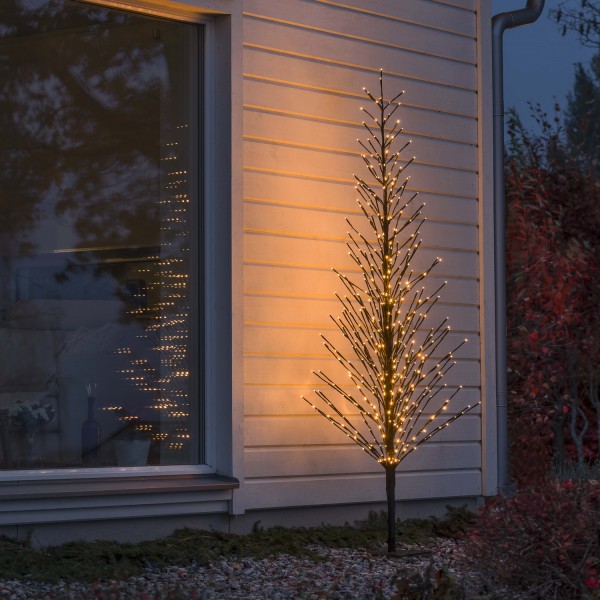 LED Lichterbaum - 504 bernsteinfarbene LED - H: 2,10m - mit Glimmereffekt - für Außen - schwarz