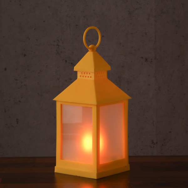 LED Laterne - mit Flammeneffekt - flackernde LED - H: 24cm - Batteriebetrieb - gelb