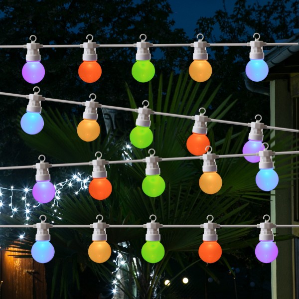 LED Party Lichterkette Circus - 20 farbwechselnde LED - Fernbedienung - 9,5m - koppelbar bis 60 LED