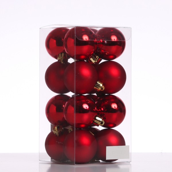 Christbaumkugel - Weihnachtsbaumkugel - bruchfest - D: 4cm - glänzend und matt - rot - 16er Set