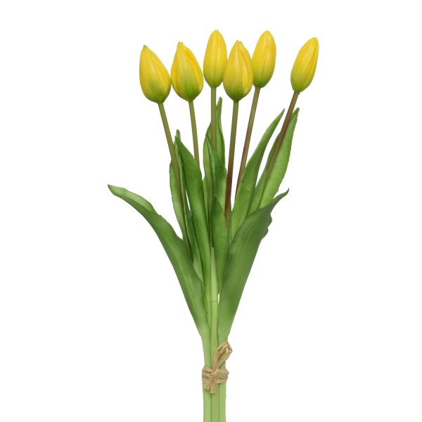 Tulpenbund mit 6 Blüten - Kunstblumen - H: 40cm - gelb
