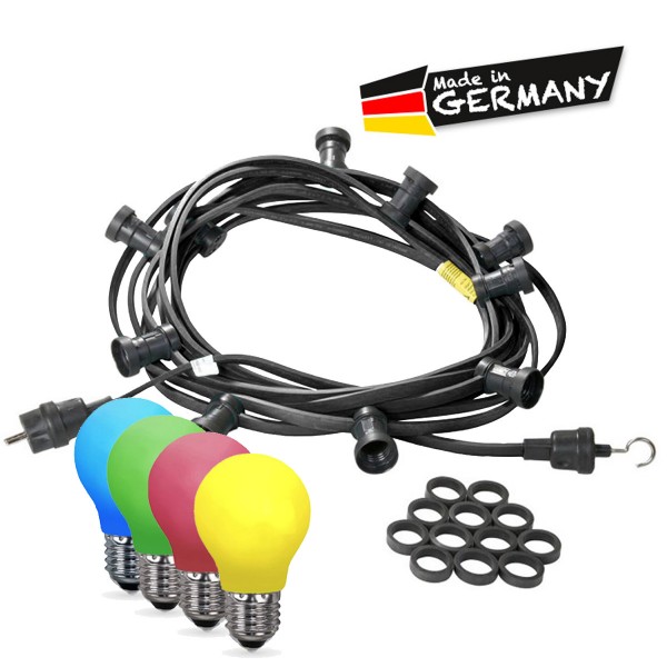 Illu-/Partylichterkette 20m - Außenlichterkette - Made in Germany - 30 x bunte LED Tropfenlampen