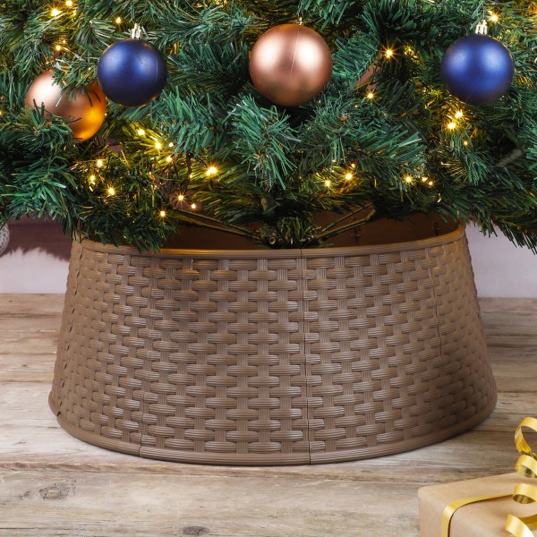 Weihnachtsbaumring Korboptik - Verkleidung für Baumständer - Kunststoff - D: 54cm - braun