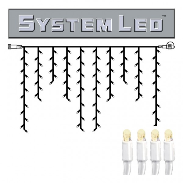 System LED White | Lichtvorhang | koppelbar | exkl. Trafo | 2,00m x 1,00m | 100x Warmweiß