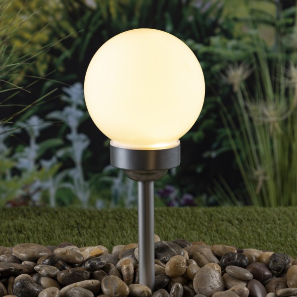 LED Solar Kugel - Gartenleuchte - 4 warmweiße LED - H: 67,5cm D: 25cm - inkl. Erdspieß