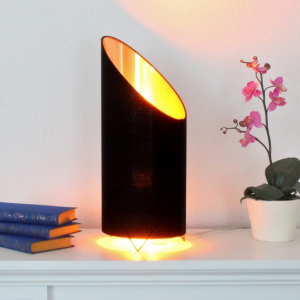 B-Ware LED Flammenleuchte - Dekoleuchte - VINE schwarz/gold - realistische Fackelfunktion - H: 43cm