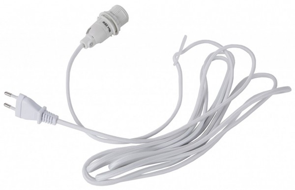 Lampenhalterung für Leuchtsterne - E14 Fassung - textilummanteltes Kabel - 3,50m - weißes Kabel