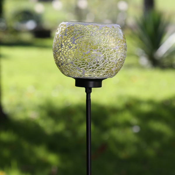 Windlicht Mosaik - Teelichthalter - mit Erdspieß - H: 102cm - D: 12,5cm - gelb