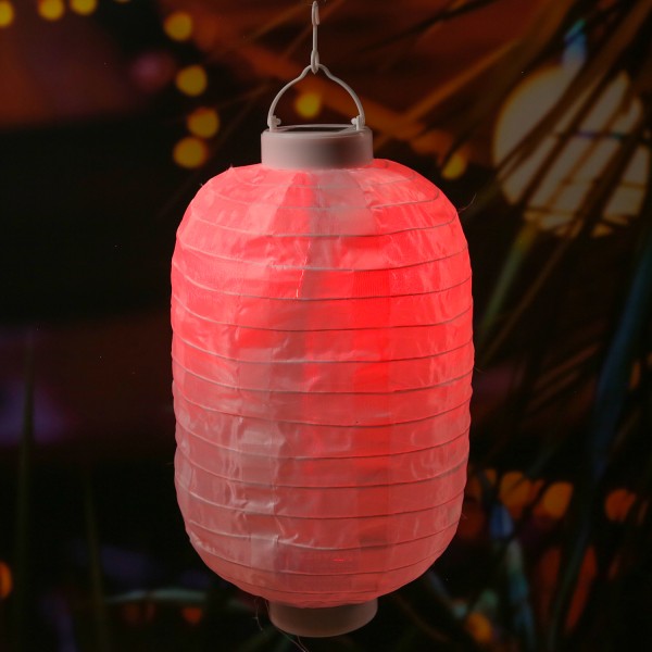 LED Solar Lampion - Flammeneffekt - RGB Farbwechsel - H: 35cm - D: 20cm - Lichtsensor - weiß