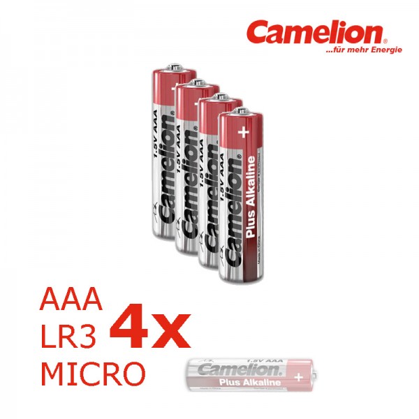 Batterie Micro AAA LR3 1,5V PLUS Alkaline - Leistung auf Dauer - 4 Stück - CAMELION