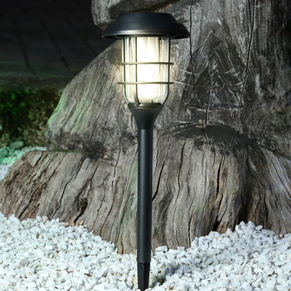 LED Solar Wegleuchte - Gartenfackel - Kunststoff - simulierter Flammeneffekt - H: 44cm - schwarz