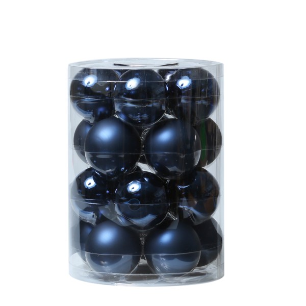 Christbaumkugel - Weihnachtsbaumkugel - Glas - D: 6cm - glänzend und matt - dunkelblau - 20er Set