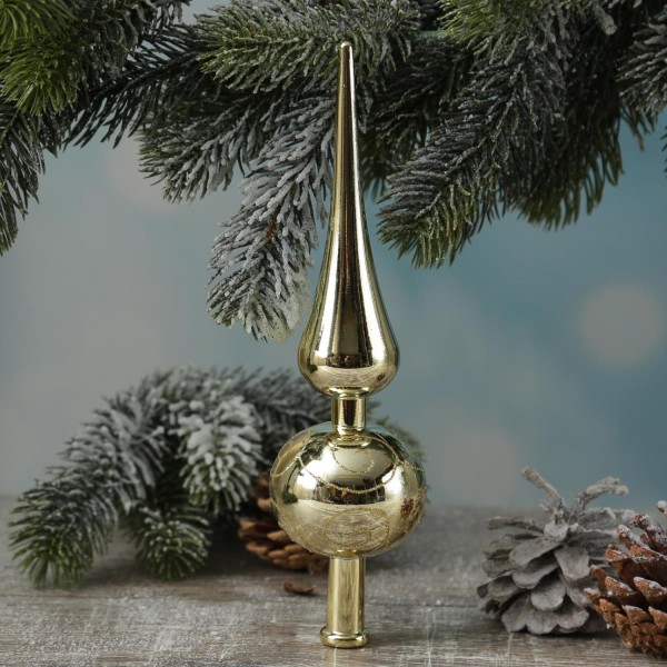 Christbaumspitze - Weihnachtsbaumspitze - Kunststoff - H: 23cm - gold