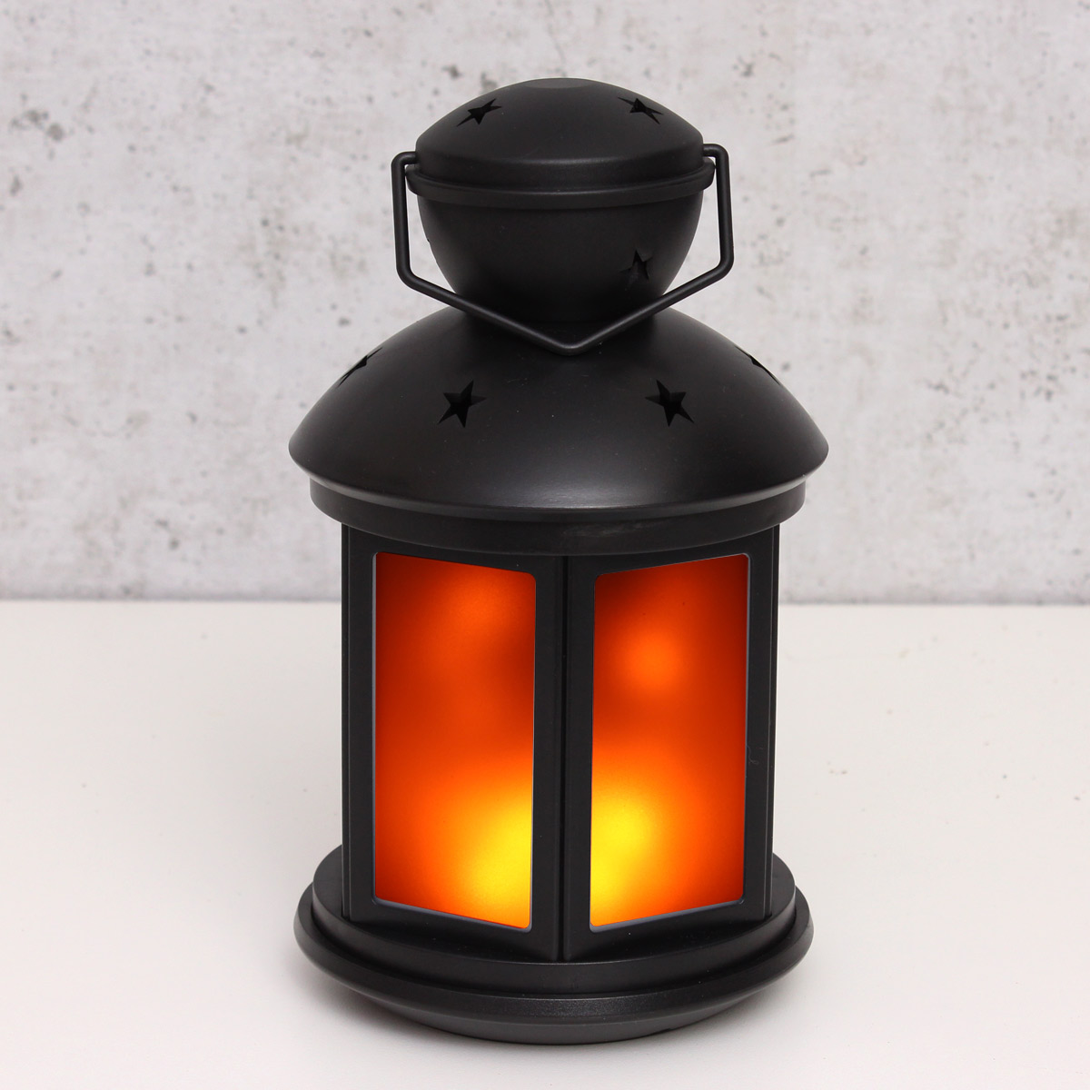 OUTDOOR geeignet Flammeneffekt Laterne mit LED-Flammen Beleuchtung und Timer Weiß, 50 cm 