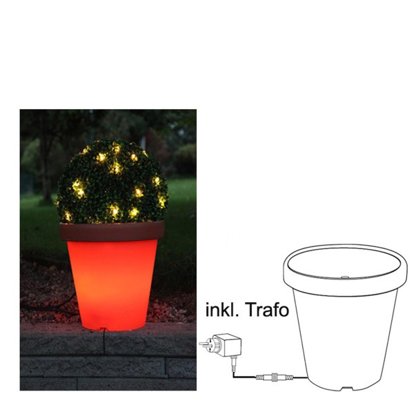 System 24 | LED-Terracotta-Blumentopf | koppelbar | inkl. Trafo | →36 x ↑33cm