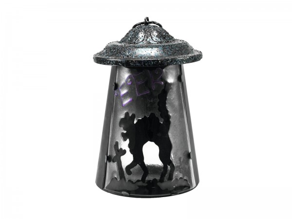 Laterne "Buckelkatze" aus Metall - 23cm - mit Glasscheibe - für große Teelichter oder LED Kerzen