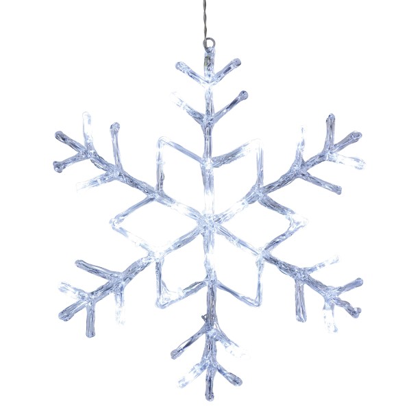 LED Schneeflocke - hängend - 24 kaltweiße LED - D: 40cm - inkl. Trafo - für Außen - transparent
