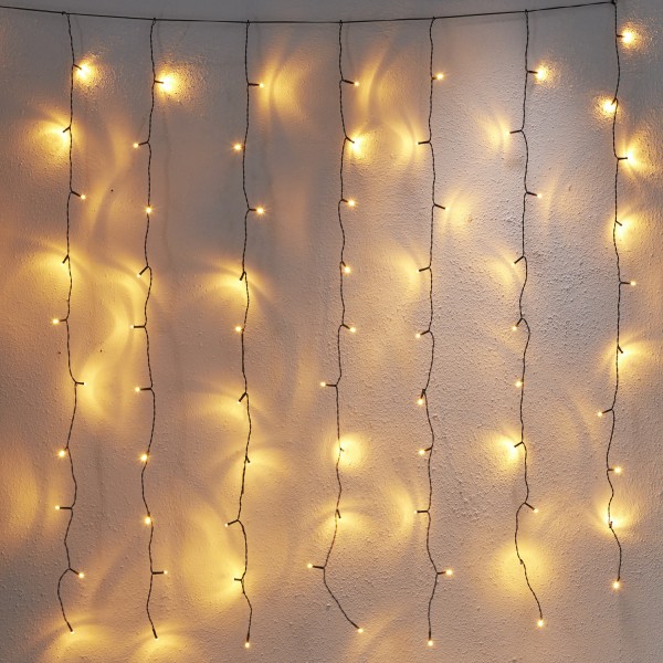 LED Lichtvorhang - GOLDEN LED Serie - 80 ultra warmweiße LED - L: 1,3m, H: 1,3m - für Außen