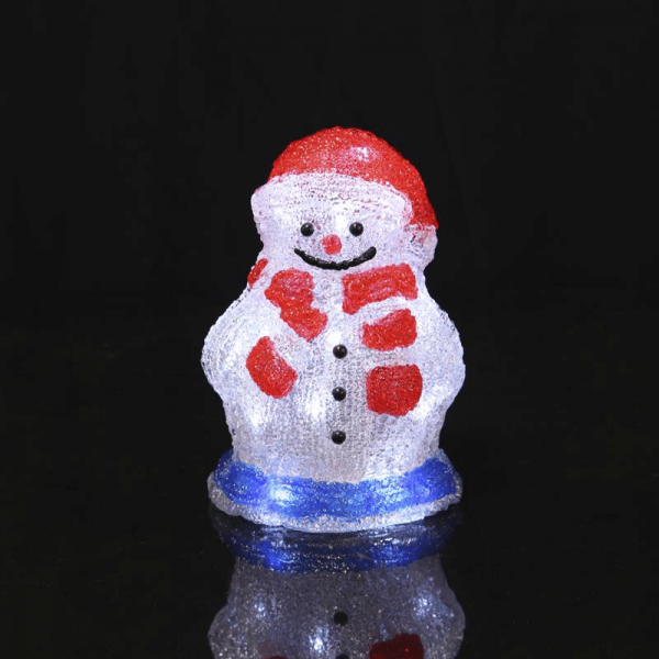 LED-Acrylschneemann "Crystal Snowman" - 16 kaltweiße LED - H: 20,5cm - Timer - batteriebetrieben