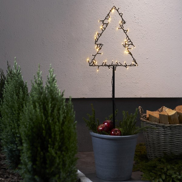 LED Lichterbaum Spiky - stehend - H: 90cm - 60 warmweiße LED - Timer - Batterie - Outdoor - schwarz