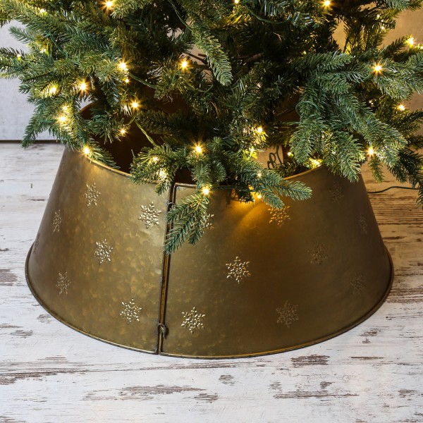 Weihnachtsbaumring - Verkleidung für Baumständer - Metall - D: 57cm - mit Haken und Ösen - gold