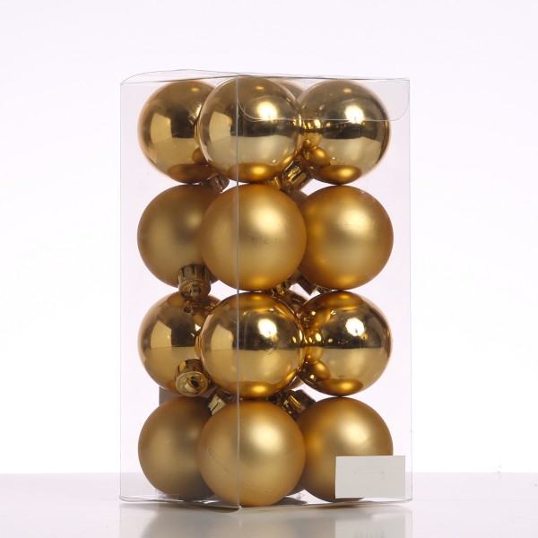 Christbaumkugel - Weihnachtsbaumkugel - bruchfest - D: 4cm - glänzend und matt - gold - 16er Set