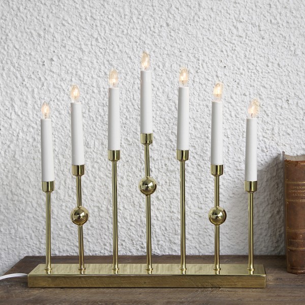 Fensterleuchter GUSTAVO - Kerzenleuchter - 7flammig - warmweiße Kerzen - H: 37cm - Schalter - gold