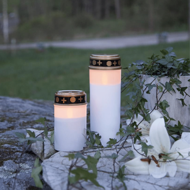 2x Solar LED Grablicht Grabkerze Friedhofskerze Kerze Grablampe