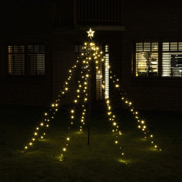 LED Lichterbaum mit Sternspitze - 8 Stränge - 200 warmweiße LED