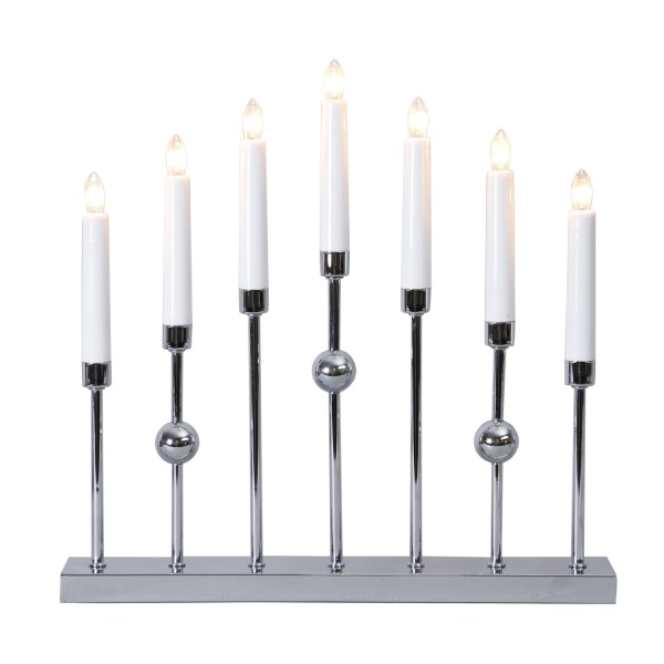 Fensterleuchter GUSTAVO - Kerzenleuchter - 7flammig - warmweiße Kerzen - H: 37cm - Schalter - silber