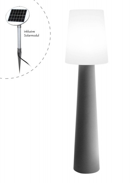 Outdoor XL Stehlampe No. 1 "Grau" H:160cm - Solar LED warmweiß - Außenleuchte IP44