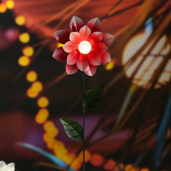 LED Solar Gartenstecker Blume - Blumenstecker - warmweiße LED - H: 49,5cm - Lichtsensor - rosa